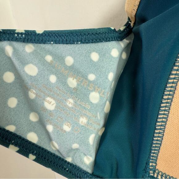 Summersalt Oasis Teal White Polka Dot Ruffle Bikini Top Size 8 - Picture 7 of 7